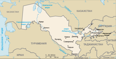 Карта Ресрублики Узбекистан
